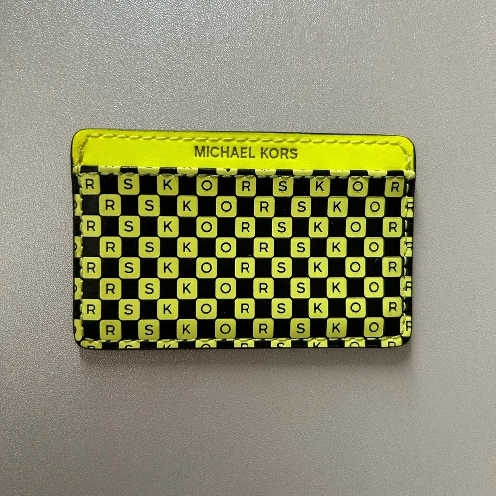Michael Kors Neon Yellow and Black Card Holder - Picture 1 of 2